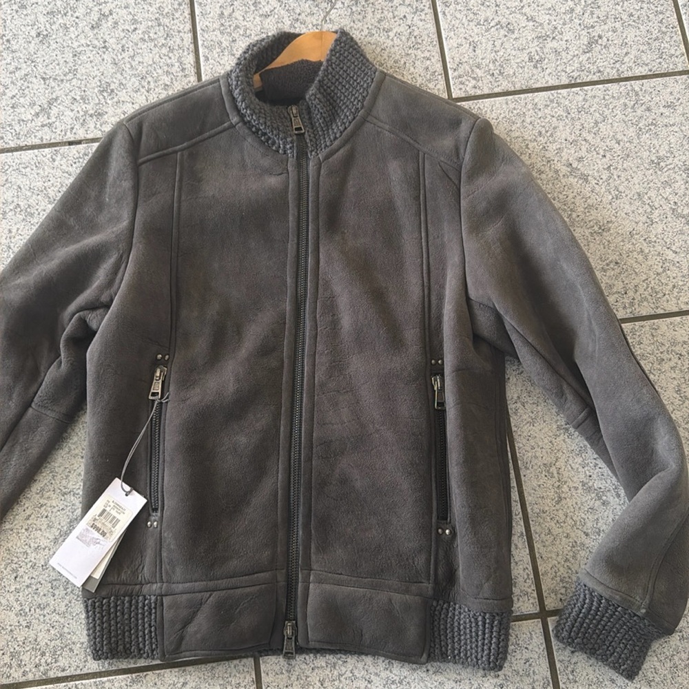 Meatpacking D. Men’s Shearling Leather Jacket Gray New Italy